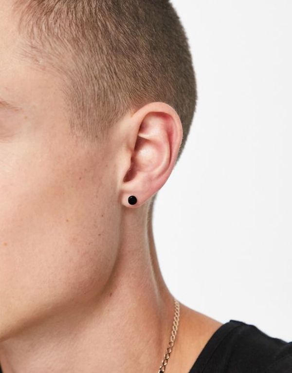 エイソス 【送料無料】 エイソス メンズ ピアス・イヤリング アクセサリー ASOS DESIGN waterproof stainless steel 15mm slim plug earrings in black Black