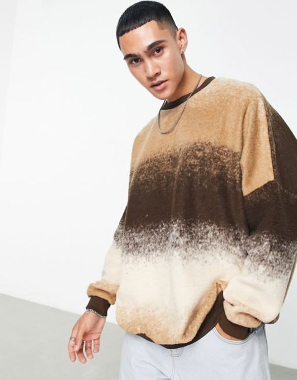 【送料無料】 エイソス メンズ パーカー・スウェット アウター ASOS DESIGN super oversized sweatshirt in brushed brown ombre Brown ombre