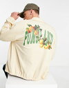 エイソス 【送料無料】 エイソス メンズ ジャケット・ブルゾン アウター ASOS DESIGN oversized harrington jacket with photographic fruit front and back print CREME BRULEE