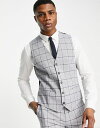 【送料無料】 トップマン メンズ タンクトップ トップス Topman suit vest in gray check Light Gray