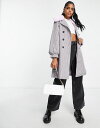     ~XZttbW fB[X WPbgEu] AE^[ Miss Selfridge faux fur collar trench coat in purple check Multi