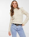 【送料無料】 ワイエーエス レディース ニット・セーター アウター Y.A.S crochet frill detail sweater in cream BEIGE