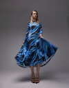 【送料無料】 トップショップ レディース ワンピース トップス Topshop abstract swirl full skirt midi dress in blue BLUE