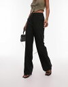 【送料無料】 トップショップ レディース カジュアルパンツ ボトムス Topshop Tailored pinseam pants in black Black