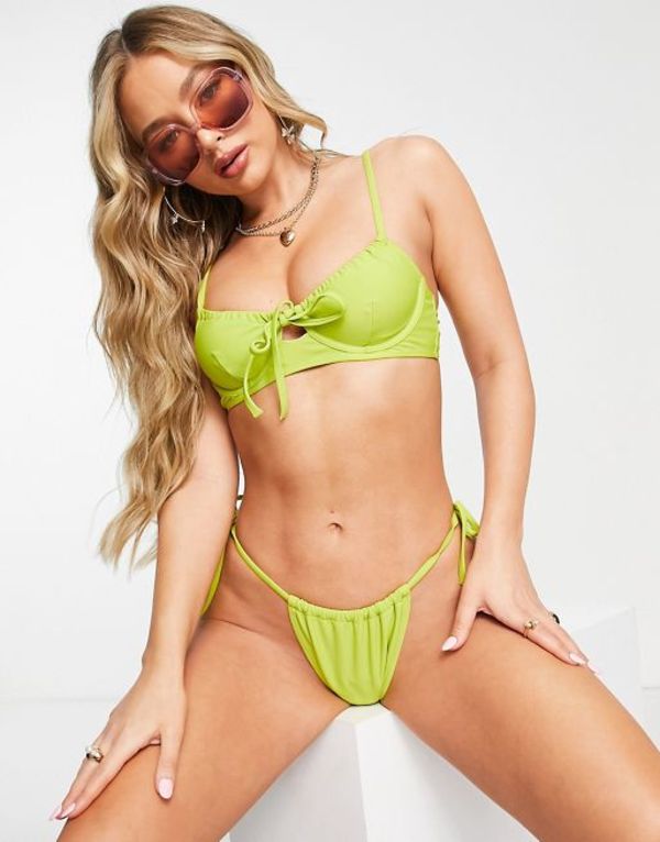 【送料無料】 ミスガイデッド レディース トップのみ 水着 Missguided mix & match underwired bikini top with gathered detail in lime Lime