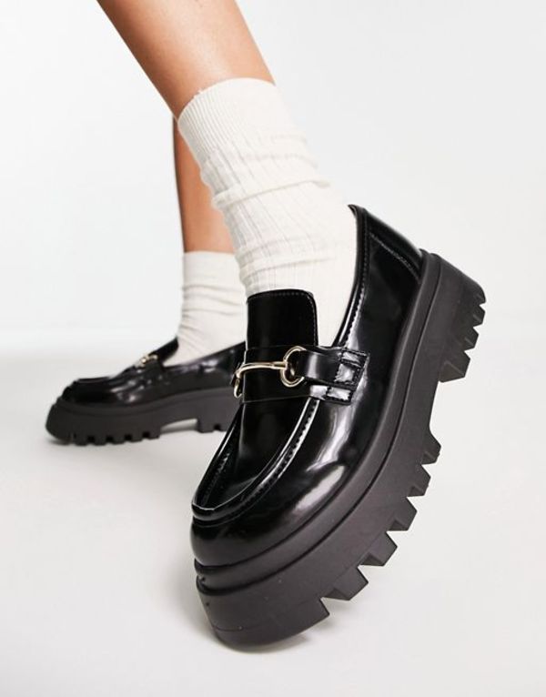 【送料無料】 エイソス レディース スリッポン・ローファー シューズ ASOS DESIGN Miller chunky loafers in black Black