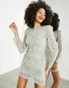 エイソス 【送料無料】 エイソス レディース ワンピース トップス ASOS EDITION tonal crystal placement embellished bodycon mini dress in pale gray Pale Gray