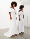 エイソス 【送料無料】 エイソス レディース ワンピース トップス ASOS DESIGN Maeve sculpted off shoulder wedding dress in ivory Ivory