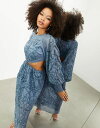 【送料無料】 エイソス レディース ワンピース トップス ASOS EDITION embroidered and beaded cut out detail long sleeve midi dress in blue Blue