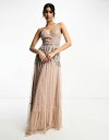 【送料無料】 マヤ レディース ワンピース トップス Maya Bridesmaid wrap front tulle maxi dress with tonal delicate sequin in taupe blush - part of a set Taupe blush