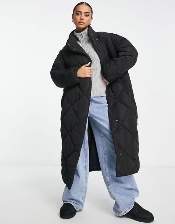 リバーアイランド 【送料無料】 リバーアイランド レディース ジャケット・ブルゾン アウター River Island cocoon puffer coat in black Black