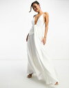 エイソス 【送料無料】 エイソス レディース ワンピース トップス ASOS DESIGN Emily satin plunge drape cami wedding dress in ivory Ivory