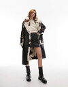 トップショップ 【送料無料】 トップショップ レディース コート アウター Topshop borg reversible belted coat in animal print black