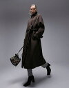 トップショップ 【送料無料】 トップショップ レディース コート アウター Topshop long-lined belted brushed trench coat in chocolate BROWN