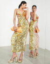 エイソス 【送料無料】 エイソス レディース ワンピース トップス ASOS EDITION knot front sequin cami midi dress with cut outs in orange Orange