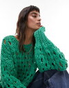 トップショップ 【送料無料】 トップショップ レディース ニット・セーター アウター Topshop premium hand knitted open stitch sweater in green green