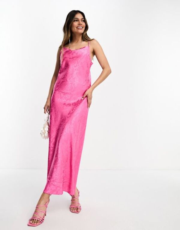 【送料無料】 ワイエーエス レディース ワンピース トップス Y.A.S Bridesmaid jacquard satin cami midi dress in pink PINK