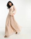 エイソス 【送料無料】 エイソス レディース ワンピース トップス ASOS DESIGN Bridesmaid long sleeve ruched maxi dress with wrap skirt in blush Blush