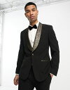 エイソス 【送料無料】 エイソス メンズ ジャケット・ブルゾン アウター ASOS DESIGN skinny tuxedo blazer in black with gold leopard lapel Black