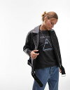 トップショップ 【送料無料】 トップショップ レディース ジャケット・ブルゾン アウター Topshop faux leather oversized biker jacket in black Black