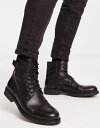 yz WbN Ah W[Y Y u[cECu[c V[Y Jack & Jones leather lace up boots with side zip in black Anthracite