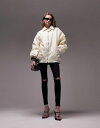 【送料無料】 トップショップ レディース ジャケット・ブルゾン アウター Topshop oversized collar bomber jacket in cream CREAM