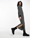 【送料無料】 ワイエーエス レディース ワンピース トップス Y.A.S knit high neck midi dress in black mono stripe Black stripes