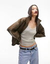 トップショップ 【送料無料】 トップショップ レディース ジャケット・ブルゾン アウター Topshop faux leather super wash 80s bomber jacket in brown BROWN