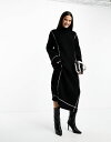 【送料無料】 ワイエーエス レディース ワンピース トップス Y.A.S high neck knit midi sweater dress in black with contrast stitch..