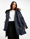 エイソス 【送料無料】 エイソス レディース コート アウター ASOS DESIGN nylon parka with fur hood in navy Navy