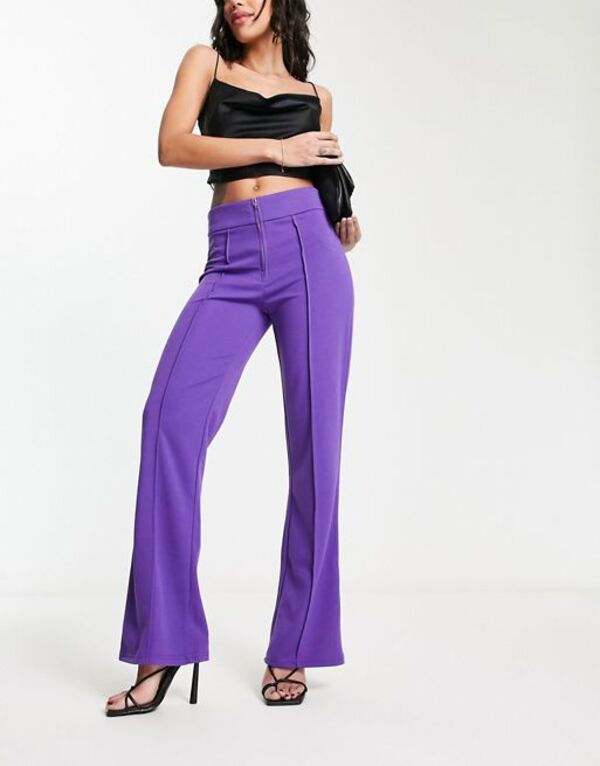 【送料無料】 ワイエーエス レディース カジュアルパンツ ボトムス Y.A.S tailored wide leg pants with zip front in purple Prism vi..