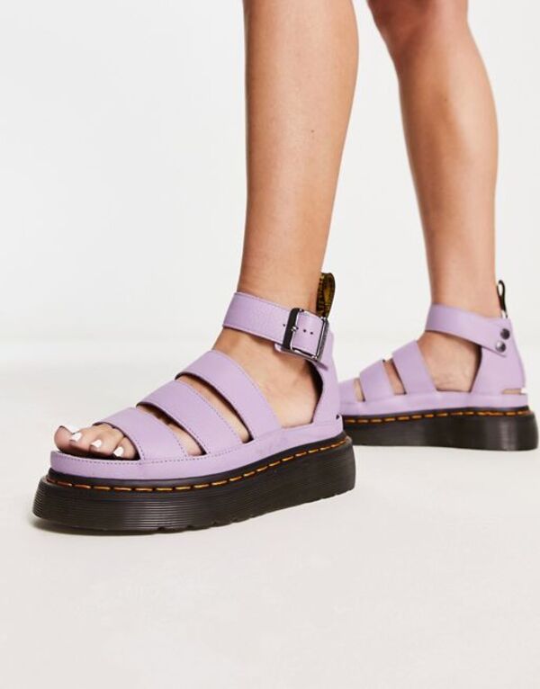 【送料無料】 ドクターマーチン レディース サンダル シューズ Dr Martens Clarissa ii quad chunky sandals in lilac pisa Lilac Pisa