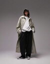 トップショップ 【送料無料】 トップショップ レディース ジャケット・ブルゾン アウター Topshop longline trench coat with collar tabs in light khaki Khaki