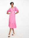 【送料無料】 ワイエーエス レディース ワンピース トップス Y.A.S midi wrap dress in pink with cherry print Hibiscus Cherry