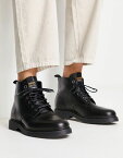 【送料無料】 ジャック アンド ジョーンズ メンズ ブーツ・レインブーツ シューズ Jack & Jones leather lace up boots with chunky sole in black Anthracite