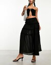 【送料無料】 モーテル レディース スカート ボトムス Motel tiered boho maxi skirt in black Black