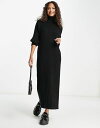 【送料無料】 ワイエーエス レディース ワンピース トップス Y.A.S knit roll neck midi dress in black Black