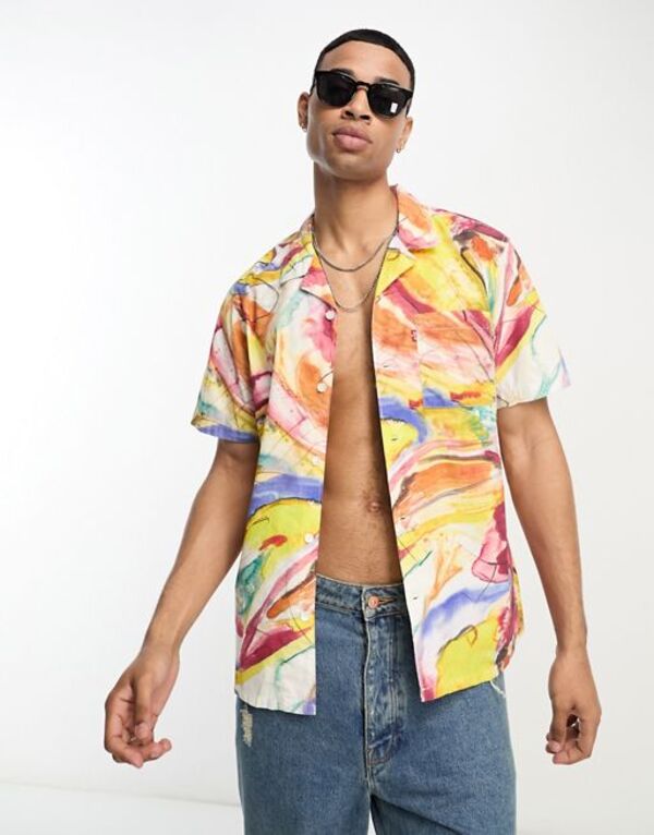  リーバイス メンズ シャツ トップス Levi's Sunset Camp shirt in all over fun art print ART SCHOOL PRINT