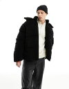 エイソス 【送料無料】 エイソス メンズ ジャケット・ブルゾン ダウンジャケット アウター ASOS DESIGN borg puffer jacket with removable hood in black Black