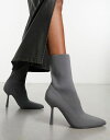 ベルシュカ ブーツ レディース 【送料無料】 ベルシュカ レディース ブーツ・レインブーツ シューズ Bershka knitted heeled boots in charcoal Gray