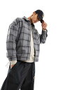 エイソス 【送料無料】 エイソス メンズ ジャケット・ブルゾン アウター ASOS DESIGN oversized harrington check jacket in gray Gray