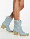 ベルシュカ ブーツ レディース 【送料無料】 ベルシュカ レディース ブーツ・レインブーツ シューズ Bershka denim cowboy boots in blue BLUE