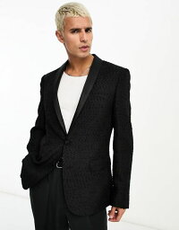 エイソス 【送料無料】 エイソス メンズ ジャケット・ブルゾン アウター ASOS DESIGN skinny textured blazer in black Black