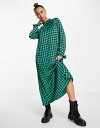 【送料無料】 ワイエーエス レディース ワンピース トップス Y.A.S exclusive long sleeve printed midi dress in green GREEN