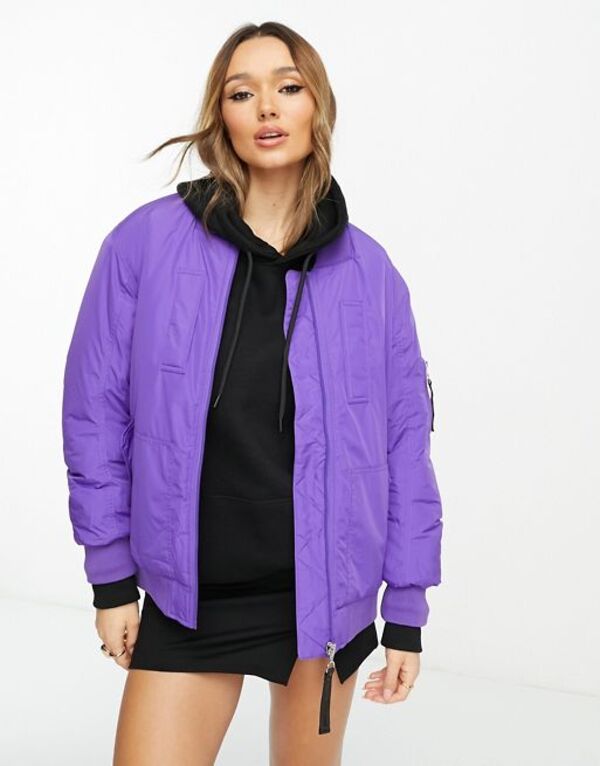 リバーアイランド 【送料無料】 リバーアイランド レディース ジャケット・ブルゾン アウター River Island oversized bomber jacket in purple PURPLE - MEDIUM