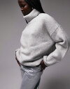 トップショップ 【送料無料】 トップショップ レディース ニット・セーター アウター Topshop knitted oversized roll neck sweater in gray gray