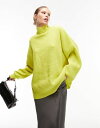 トップショップ 【送料無料】 トップショップ レディース ニット・セーター アウター Topshop knit funnel neck long line sweater in lime lime