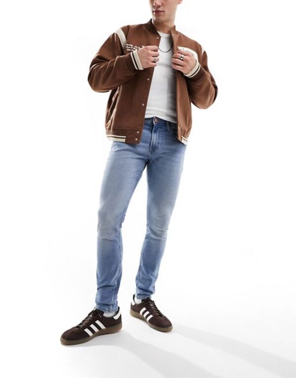 【送料無料】 ジャック アンド ジョーンズ メンズ デニムパンツ ボトムス Jack & Jones Essentials Liam skinny fit jean in light wash blue Blue Denim