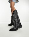 【送料無料】 エイソス レディース ブーツ・レインブーツ シューズ ASOS DESIGN Camden flat western boots in black Black(4)