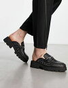 【送料無料】 エイソス メンズ スリッポン・ローファー シューズ ASOS DESIGN chunky mule loafers with western details in black Black